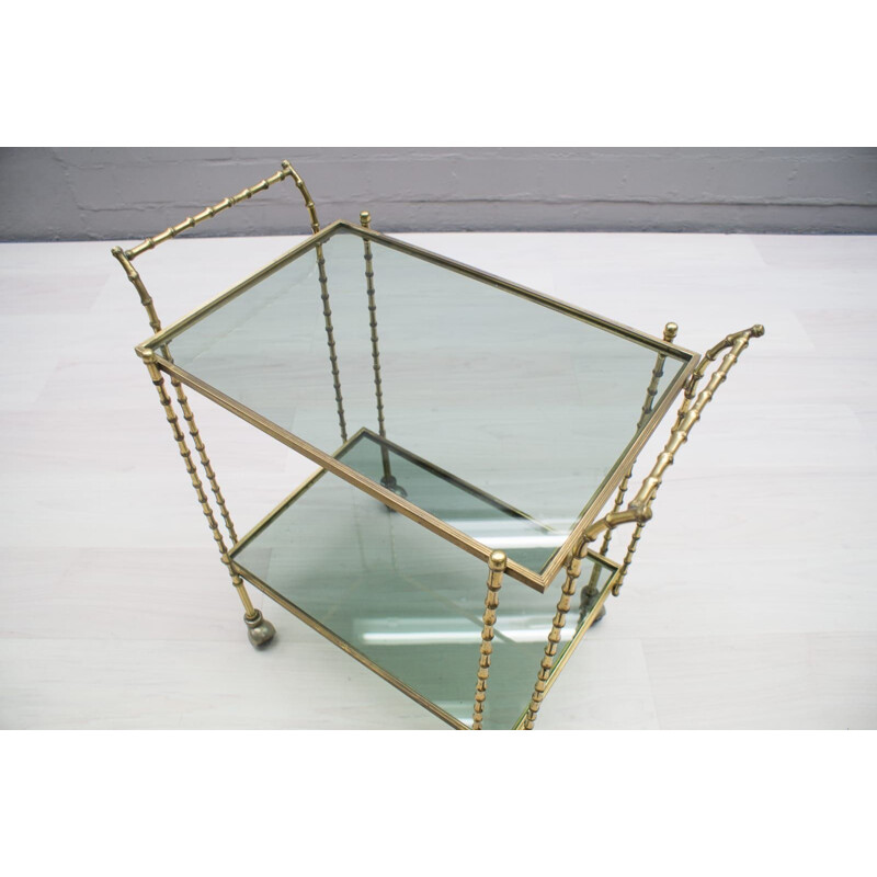 Vintage bar cart in brass and glass from Maison Baguès