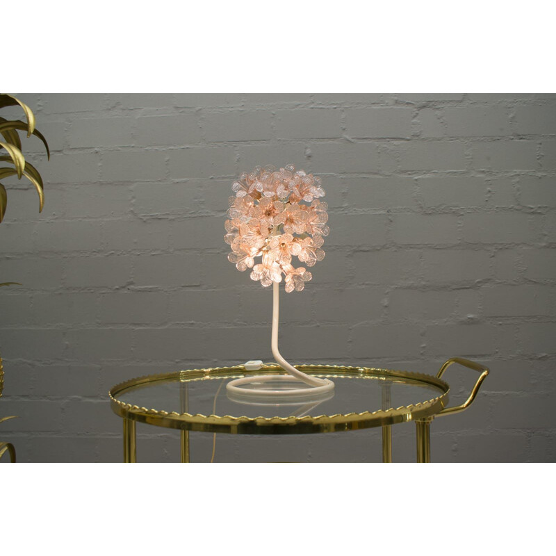 Lampe de table rose vintage en verre de Murano