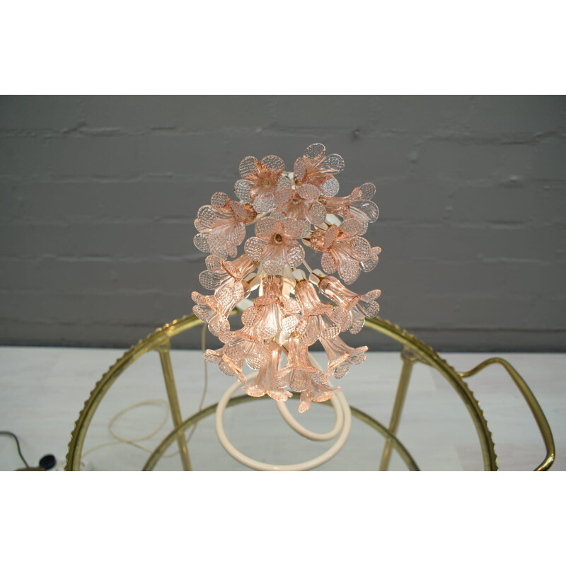 Lampe de table rose vintage en verre de Murano