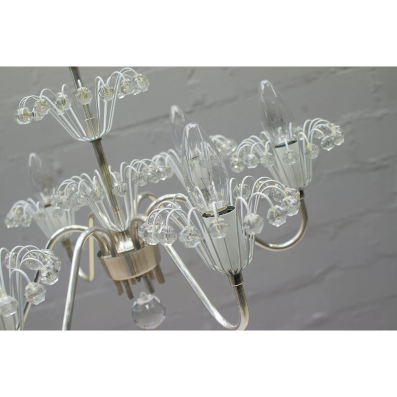 Vintage silver plated chandelier by Emil Stejnar for Rupert Nikoll, Austria 1950