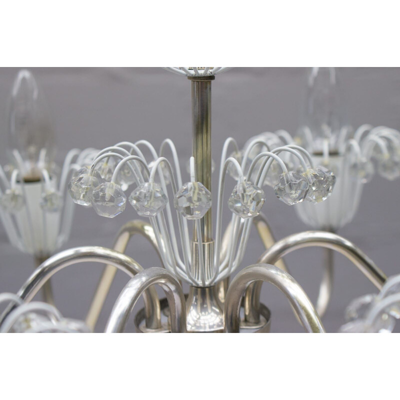 Vintage silver plated chandelier by Emil Stejnar for Rupert Nikoll, Austria 1950