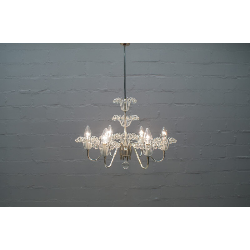 Vintage silver plated chandelier by Emil Stejnar for Rupert Nikoll, Austria 1950