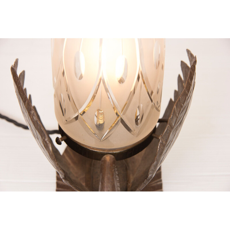 Vintage table lamp swan in bronze France 1930s