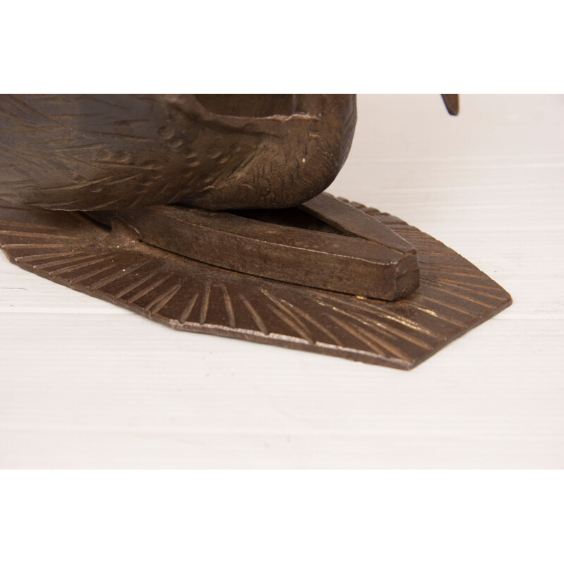 Lámpara de mesa vintage de bronce con forma de cisne Francia años 30