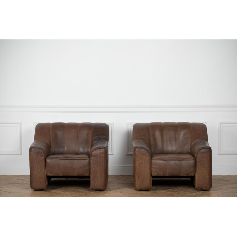 Ensemble de 2 fauteuils lounge vintage DS44 par De Sede 1970s