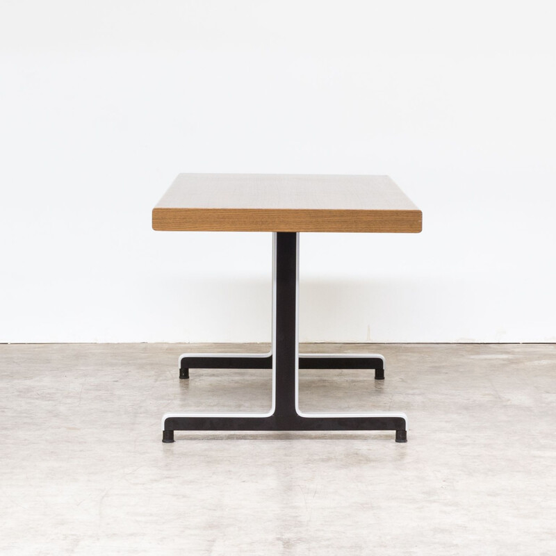 Vintage writing table oak veneer with metal frame 1970s