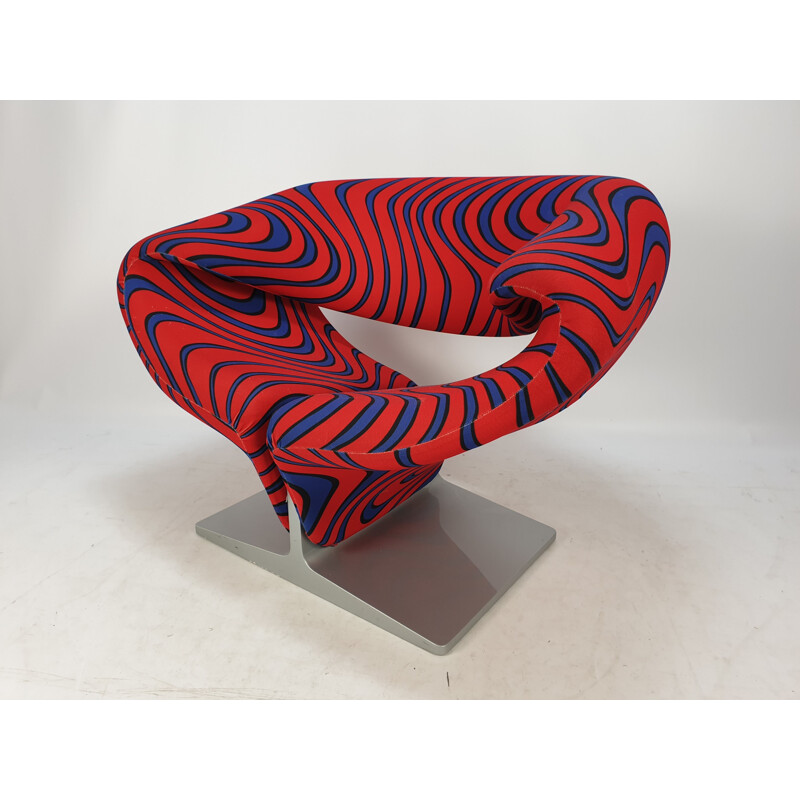 Fauteuil & ottoman vintage Ribbon par Pierre Paulin pour Artifort, années 1980