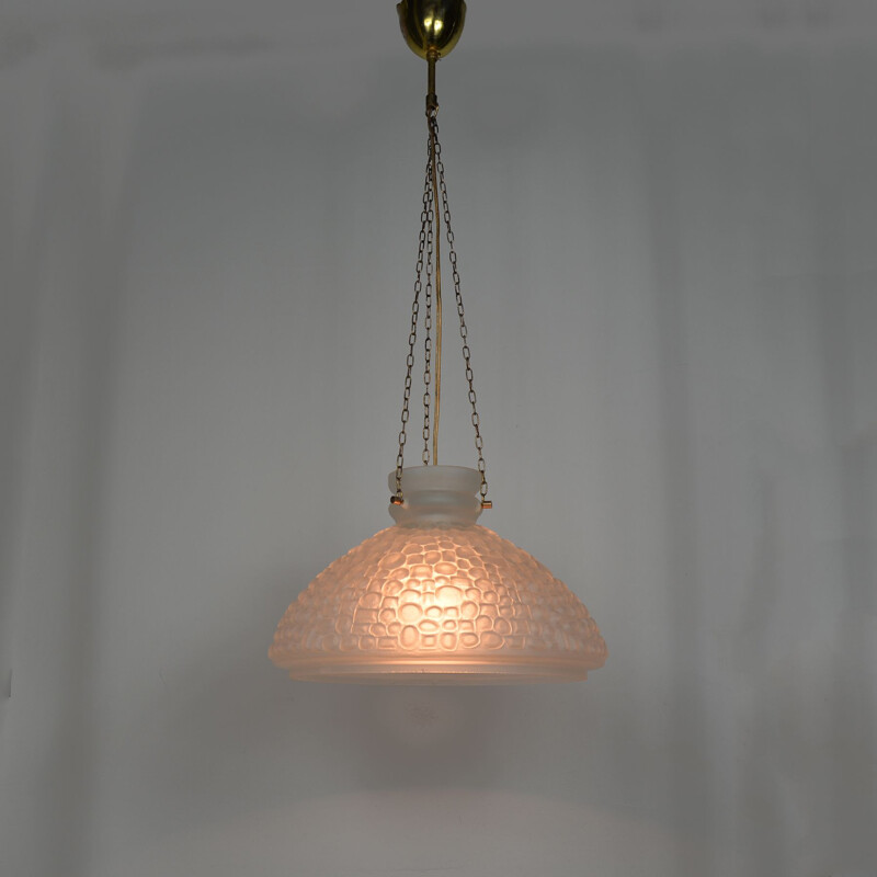 Vintage glazen hanglamp, Zweden 1960