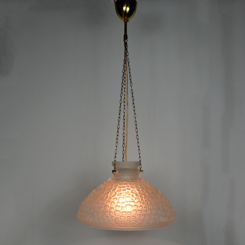 Lámpara de suspensión de cristal vintage, Suecia 1960