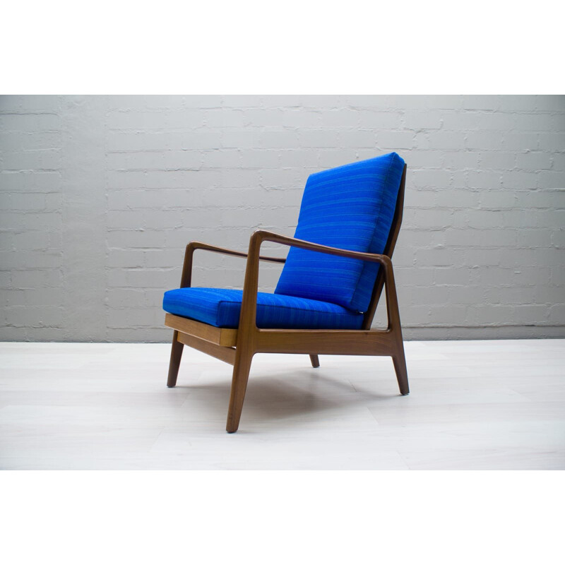 Blauwe verstelbare fauteuil 1960