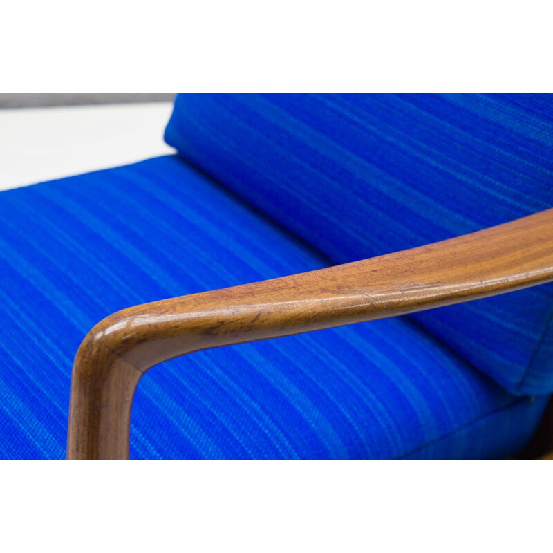 Blauwe verstelbare fauteuil 1960