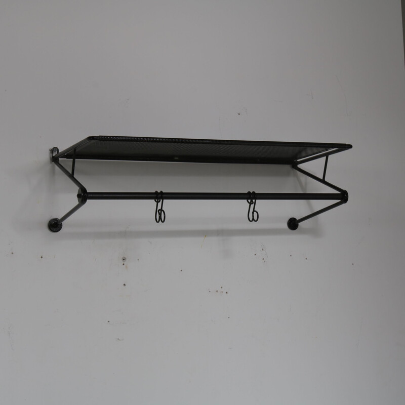 Vintage Black perforated coat rack by Mathieu Matégot for Artimeta 1950s