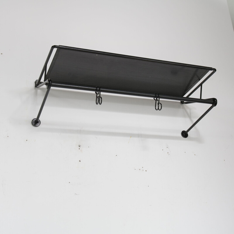 Vintage Black perforated coat rack by Mathieu Matégot for Artimeta 1950s