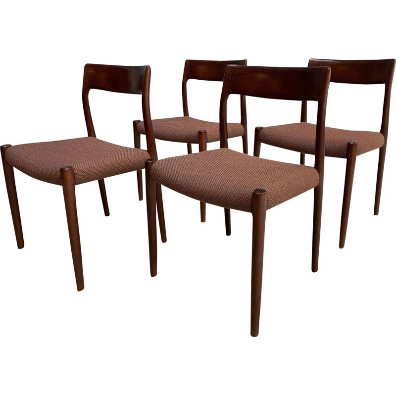 Set of 4 vintage rosewood chairs by N.O.Moller 1960