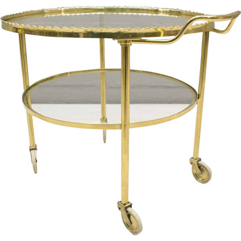 Vintage golden trolley in brass by Vereinigte Werkstàtten