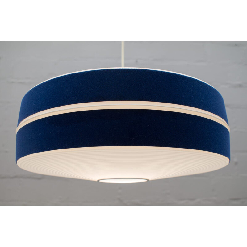 Vintage Blue & White Pendant Lamp by Aloys F. Gangkofner for Erco Leuchten 1960s