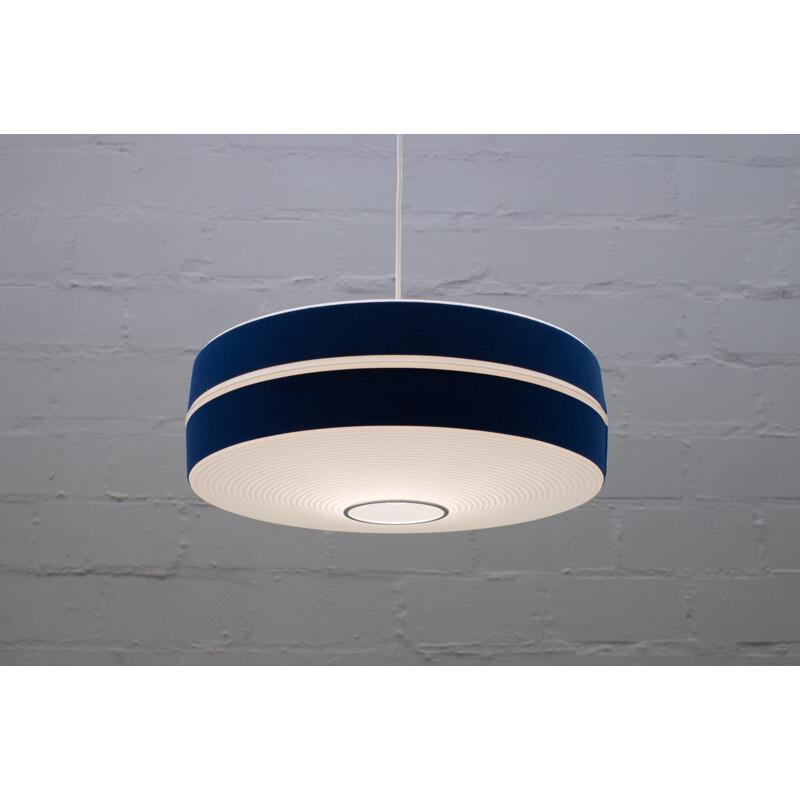 Vintage Blue & White Pendant Lamp by Aloys F. Gangkofner for Erco Leuchten 1960s