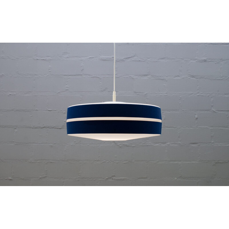 Vintage Blue & White Pendant Lamp by Aloys F. Gangkofner for Erco Leuchten 1960s