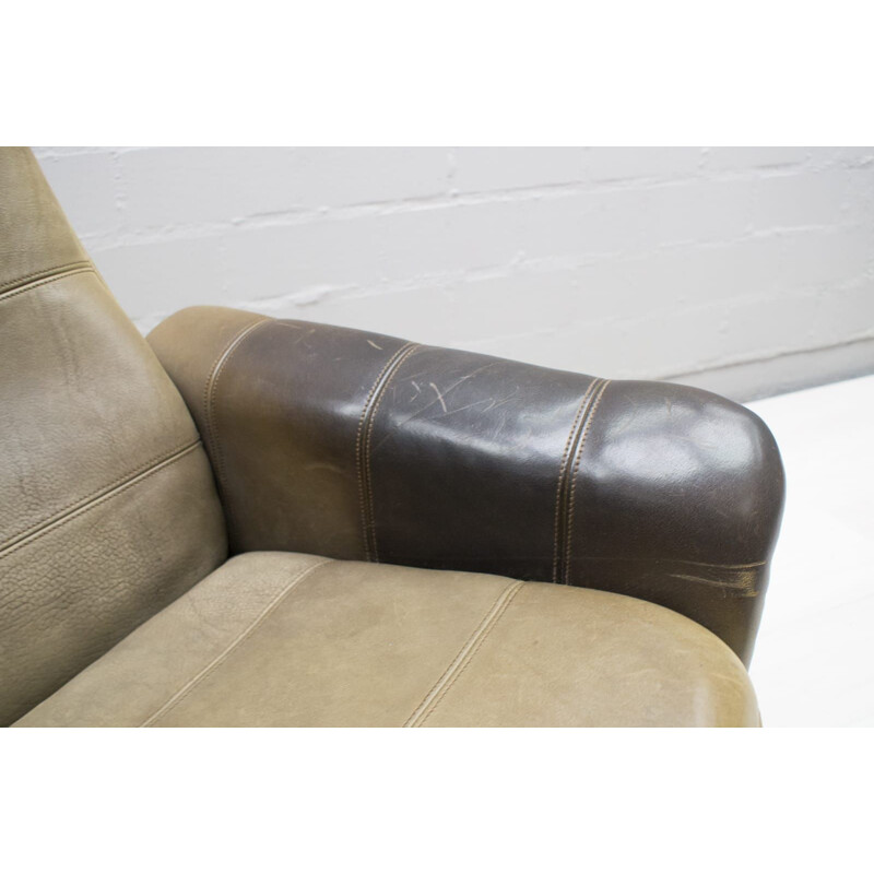 Vintage De Sede DS-50 Buffalo leather Armchair With Ottoman 1970s