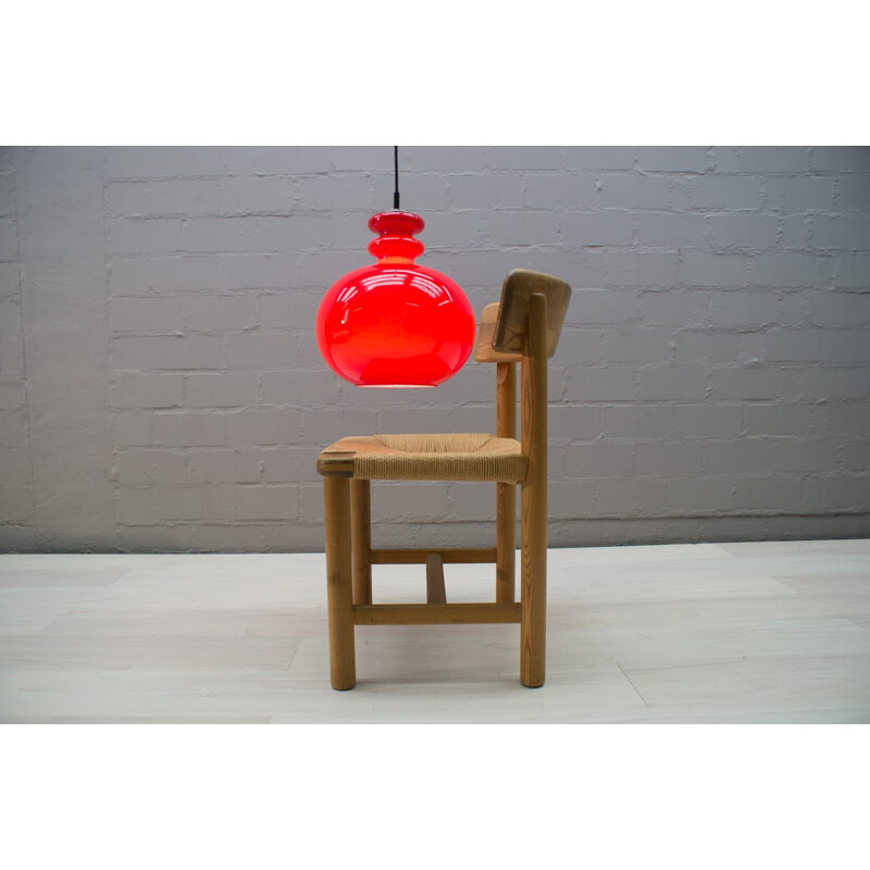 Vintage Red Glass pendant lamp by Peill & Putzler 1960s