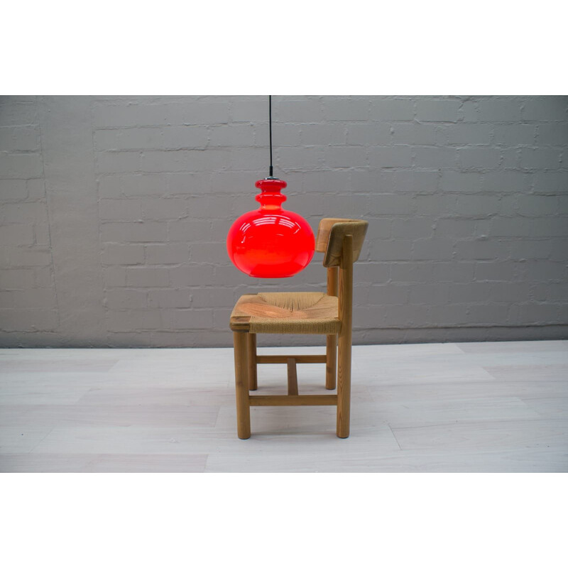 Vintage Red Glass pendant lamp by Peill & Putzler 1960s