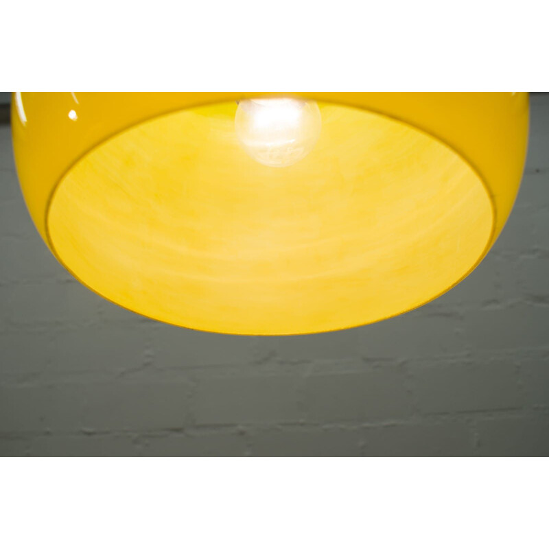 Vintage yellow chromed glass pendant light,1970 