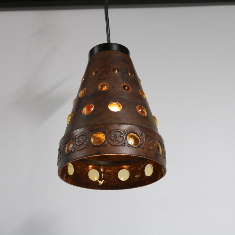 Vintage copper pendant light  by Nanny Still for Raak,Netherlands,1960