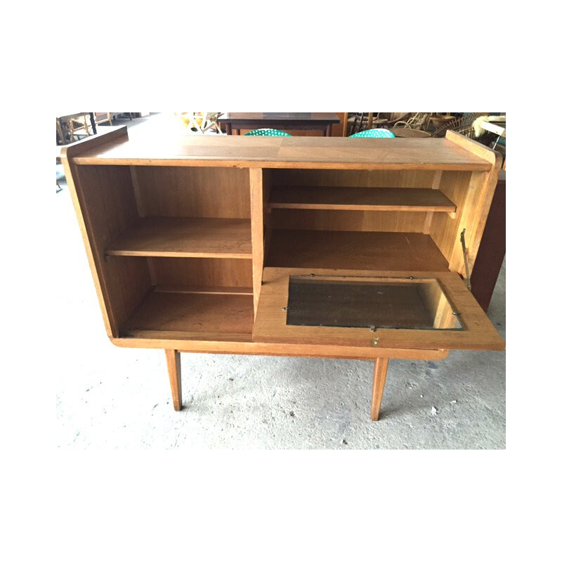 Vintage sideboard in oakwood and brass - 1950s