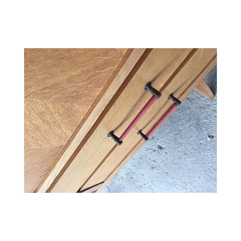 Vintage sideboard in oakwood and brass - 1950s