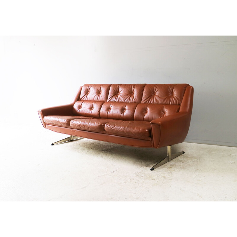 Vintage 3 seater sofa in leather,Denmark,1960 