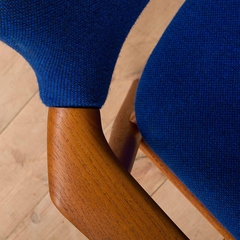 Pair of blue wool armchairs by Erik Kirkegaard, 1950