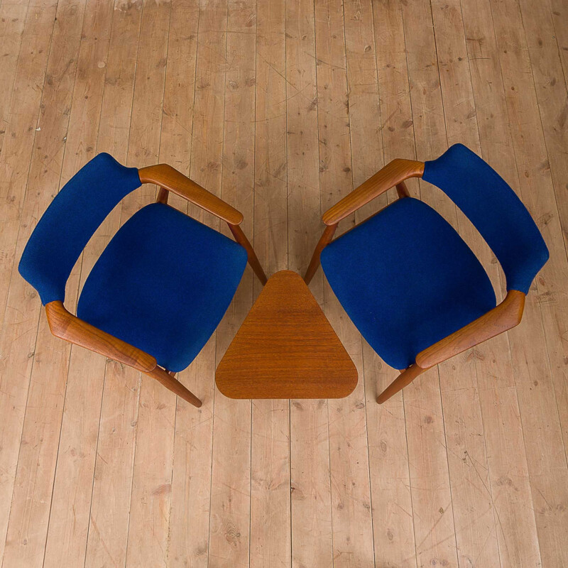 Pair of blue wool armchairs by Erik Kirkegaard, 1950