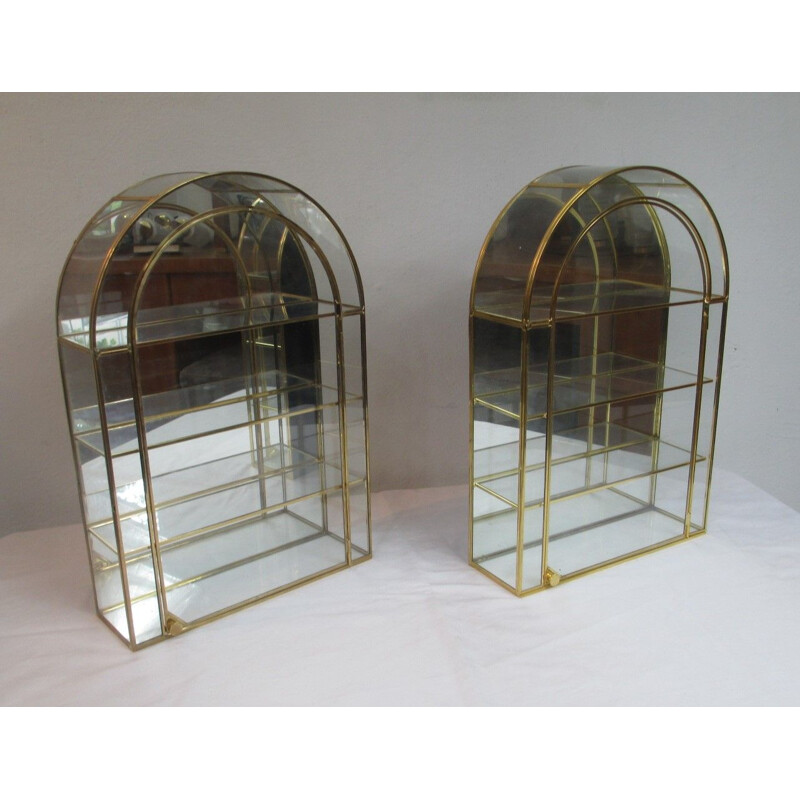 Vintage pair of storange in glass and brass from the 70s