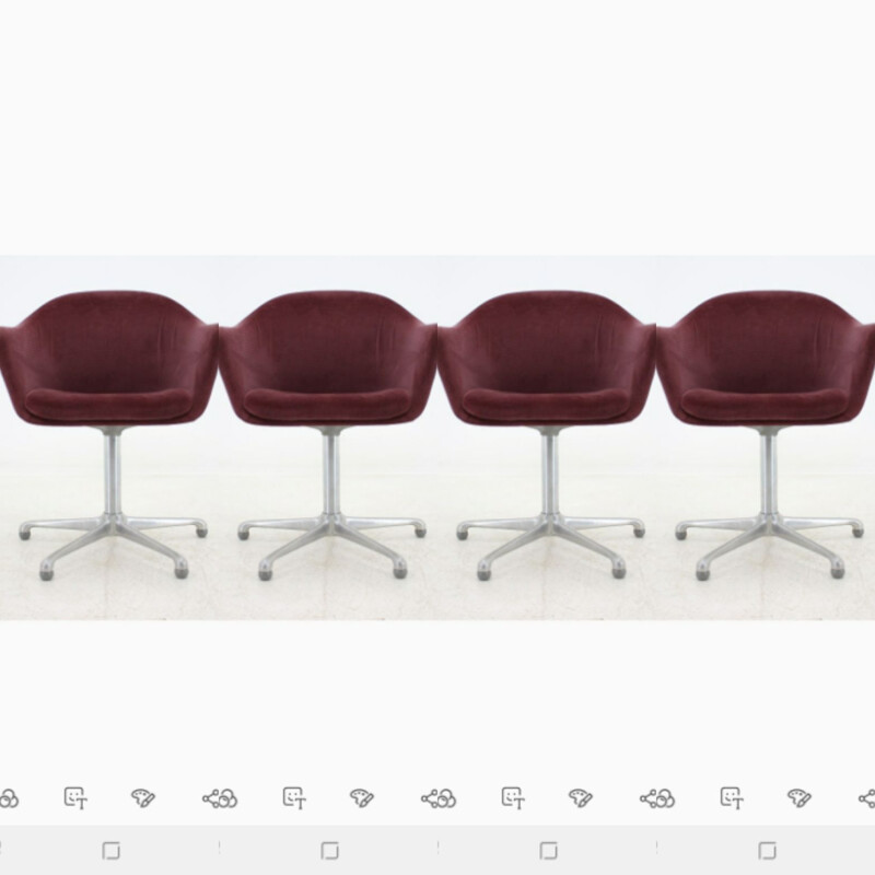 Ensemble de quatre fauteuils vintage pivotants par Konrad Schàfer,1960