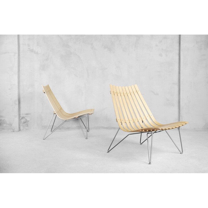 Pair of vintage Scandia armchairs by Hans Brattrud for Fjordfiesta, Norway 1957