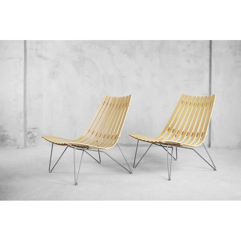 Paar vintage Scandia fauteuils van Hans Brattrud voor Fjordfiesta, Noorwegen 1957
