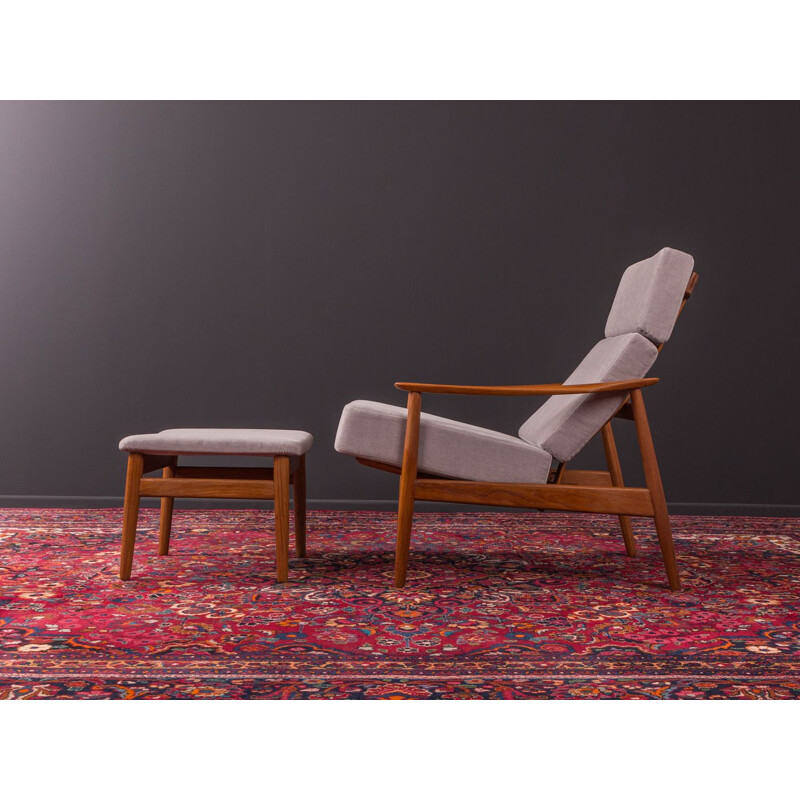 Vintage armchair with foot stool FD 164 by Arne Vodder for France & Søn 1960s