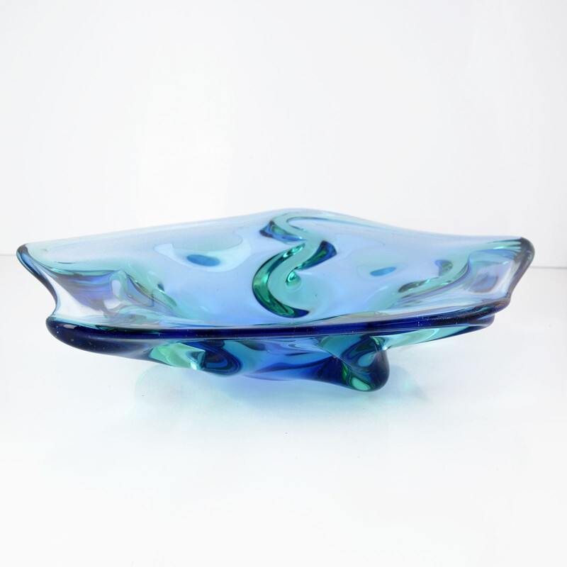 Vintage glass bowl by J. Hospodka Chribska Sklarna 1960s