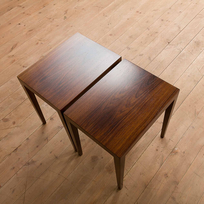 Vintage pair of rosewood side tables by Severin Hansen Haslev 1960