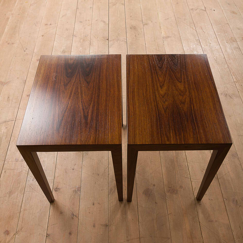 Vintage pair of rosewood side tables by Severin Hansen Haslev 1960