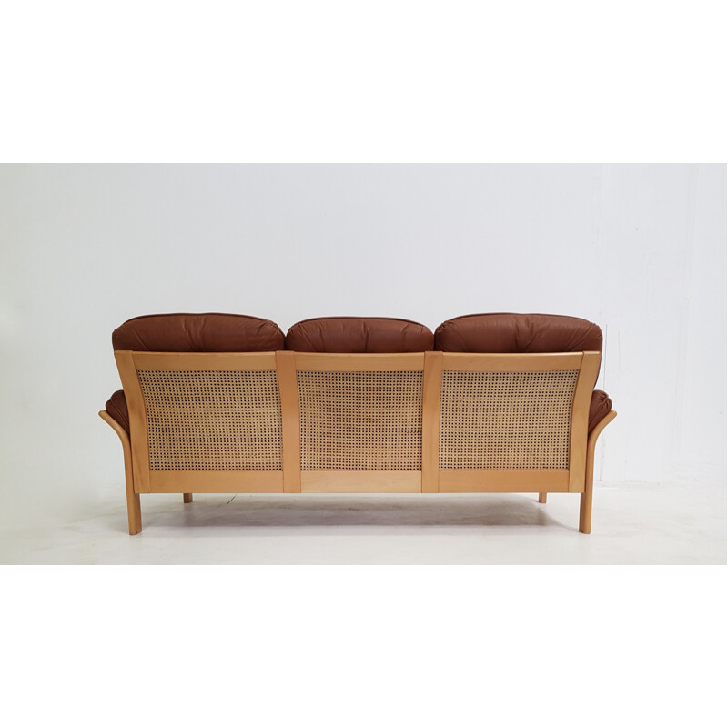 Canapé vintage par Ulferts Sweden structure en bois canné 1960