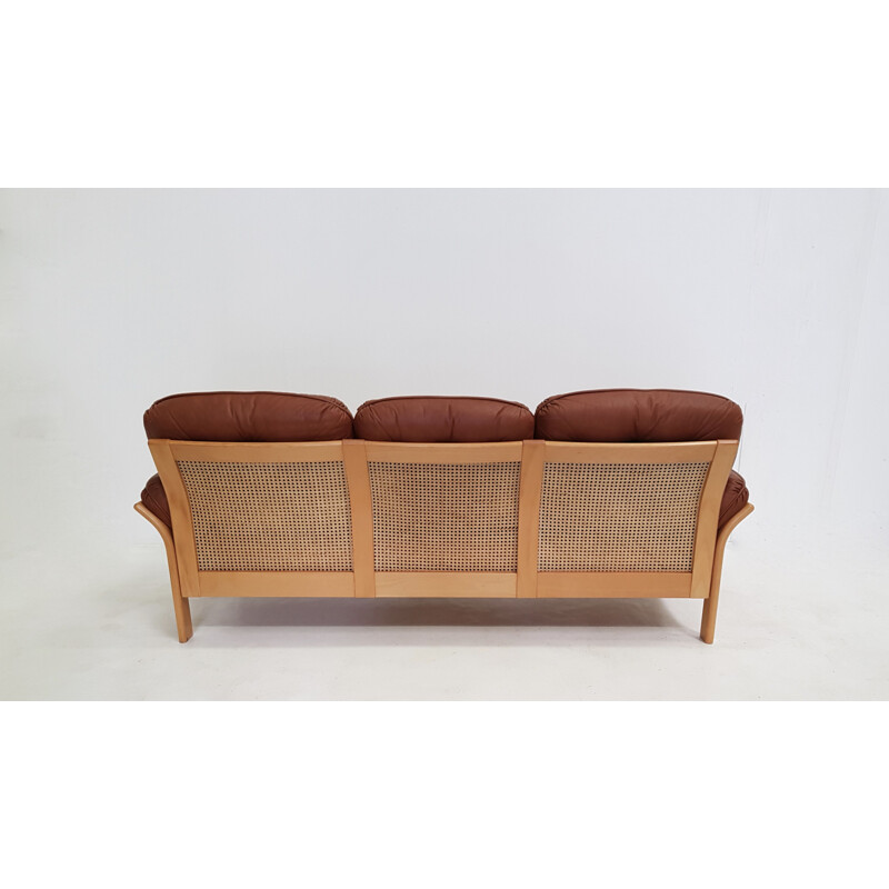 Canapé vintage par Ulferts Sweden structure en bois canné 1960