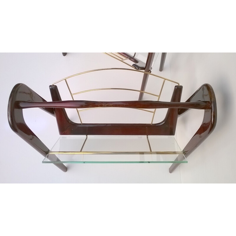 Pair of magazine racks in mahogany and glass, Cesare LACCA - 1950s