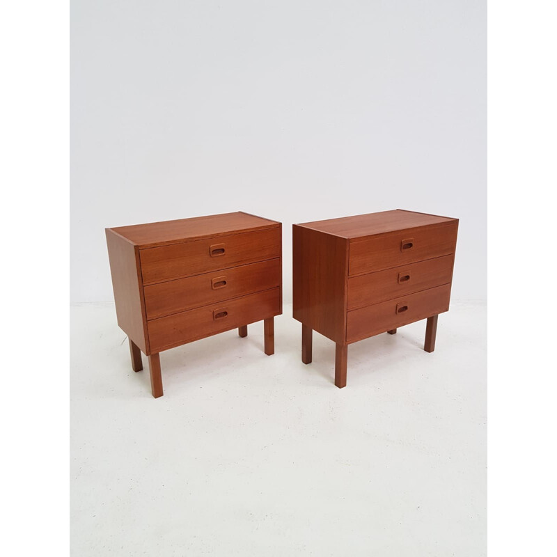 Scandinavian vintage teak bedside table with 1960 drawers