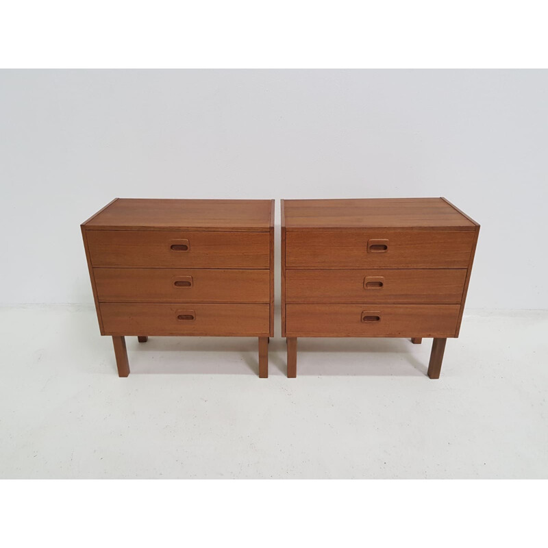 Scandinavian vintage teak bedside table with 1960 drawers