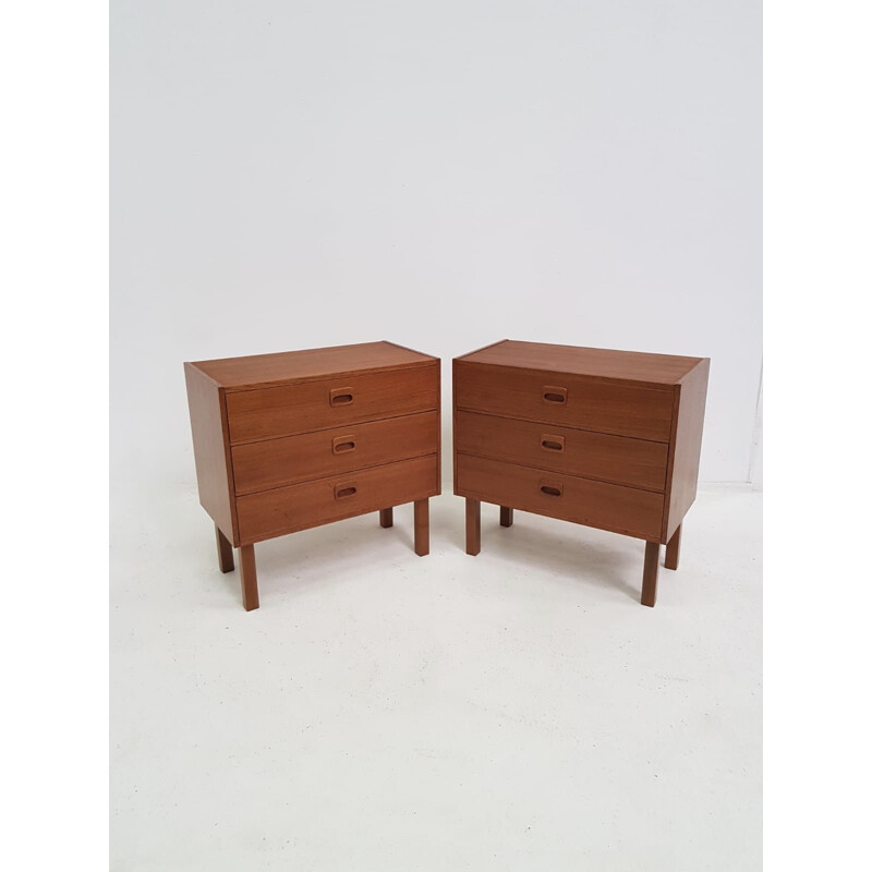 Scandinavian vintage teak bedside table with 1960 drawers