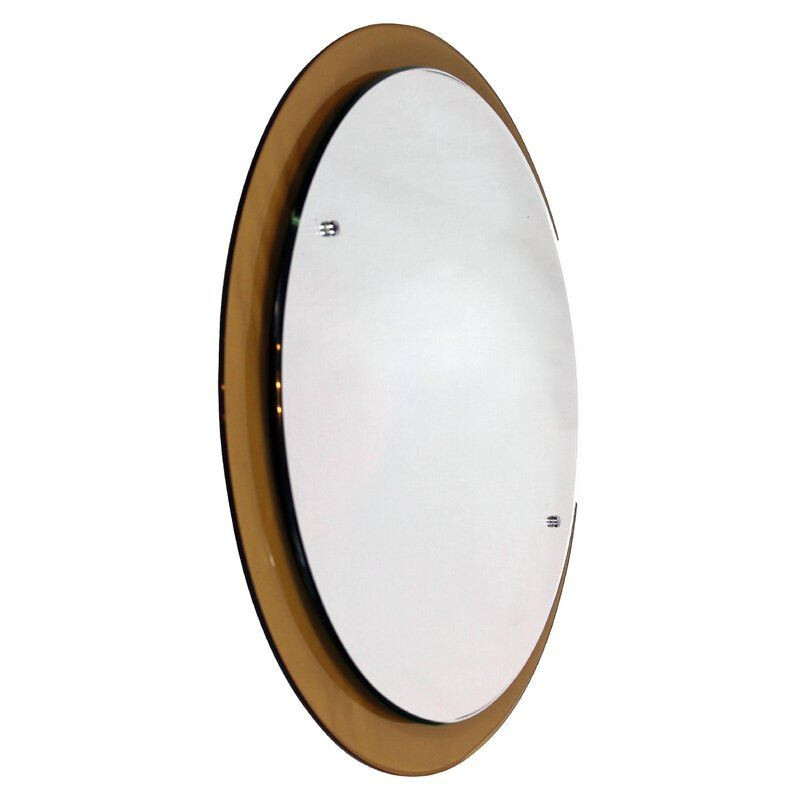 Vintage round mirror from Crystal Art Italy, 1960