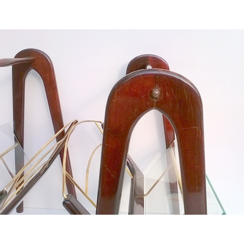 Pair of magazine racks in mahogany and glass, Cesare LACCA - 1950s