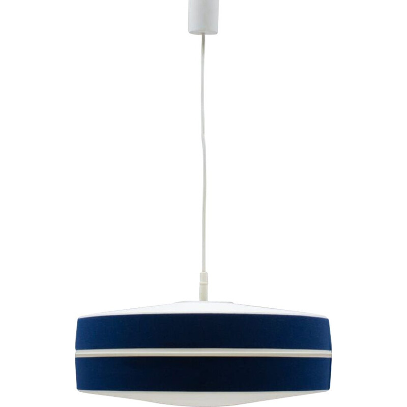 Vintage Blue & White Pendant Lamp by Aloys F. Gangkofner for Erco Leuchten 1960s