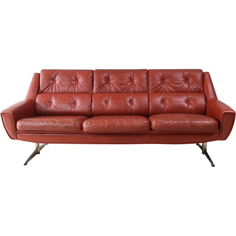 Vintage 3 seater sofa in leather,Denmark,1960 